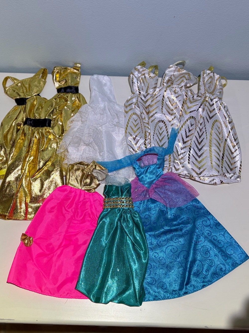 Lot of 10 Vintage Assorted Barbie Doll Party Dresses & Gowns